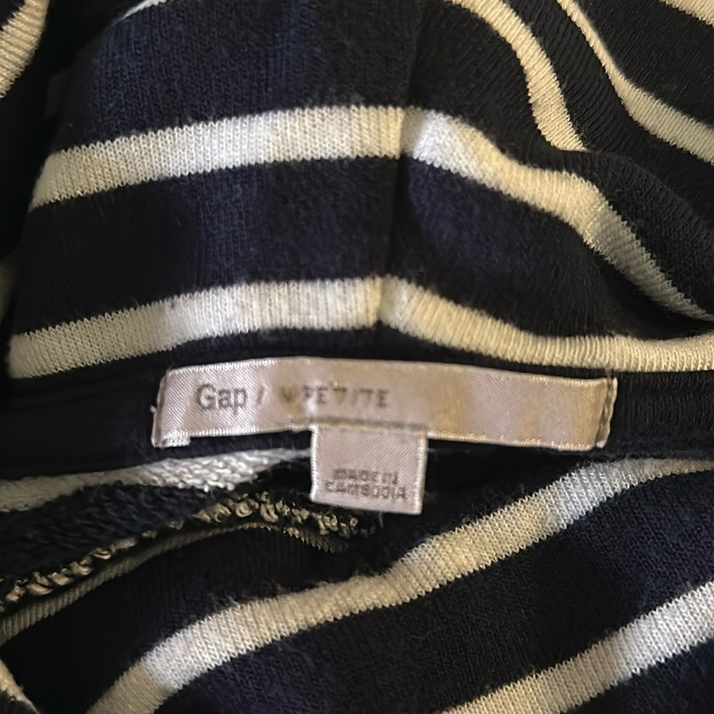 Gap M Petite Black & White Striped Roll Neck Top - Relaxed Fit, Short Sleeve - Picture 12 of 12